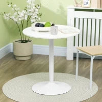 Tavolo Rotondo Moderno per 2 Persone in MDF e Acciaio , Ø70x75cm, Bianco