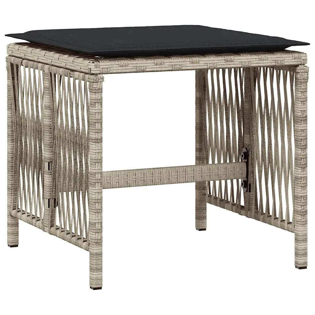 Set da Pranzo da Giardino 13pz con Cuscini Grigio in Polyrattan