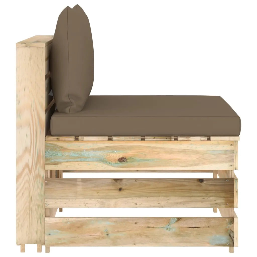 Divano Centrale Modulare con Cuscini in Legno Impregnato Verde cod mxl 68795