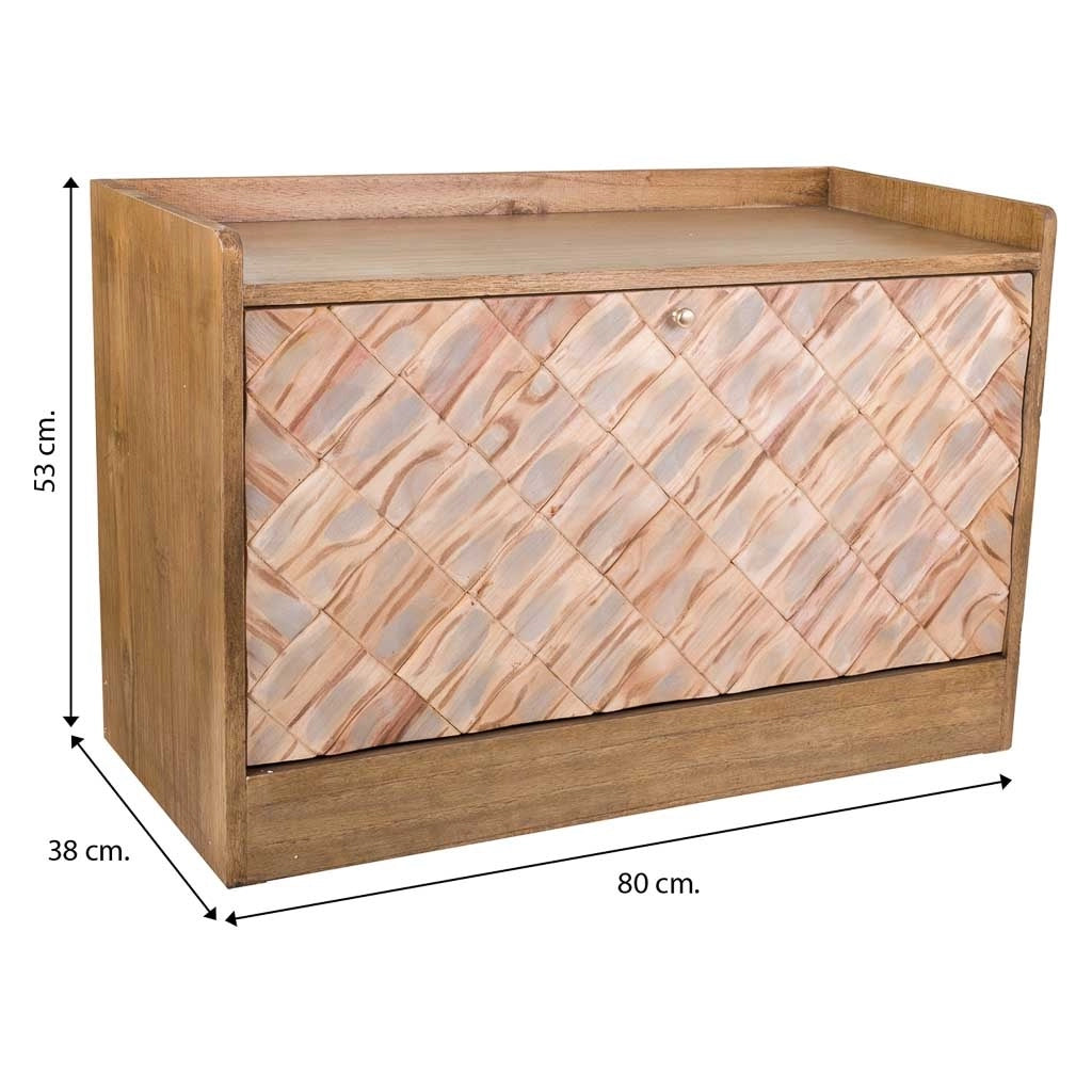 Sgabello scarpiera in legno marrone 80x38x53h