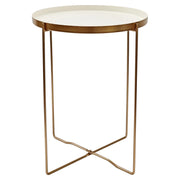 Set di 6 Tavolini Frosty Gambe Oro + Vassoio Bianco ø36xh47 5 Cm