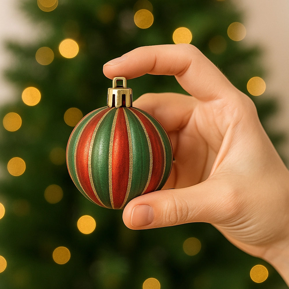 Box 16 Palline di Natale per Albero Sfere Natalizie Addobbo Rosso e Verde da 8cm