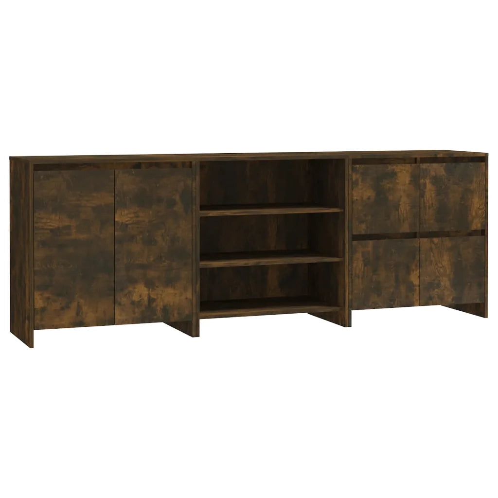 Credenze 3 pz Rovere Fumo in Legno Multistrato cod mxl 20863