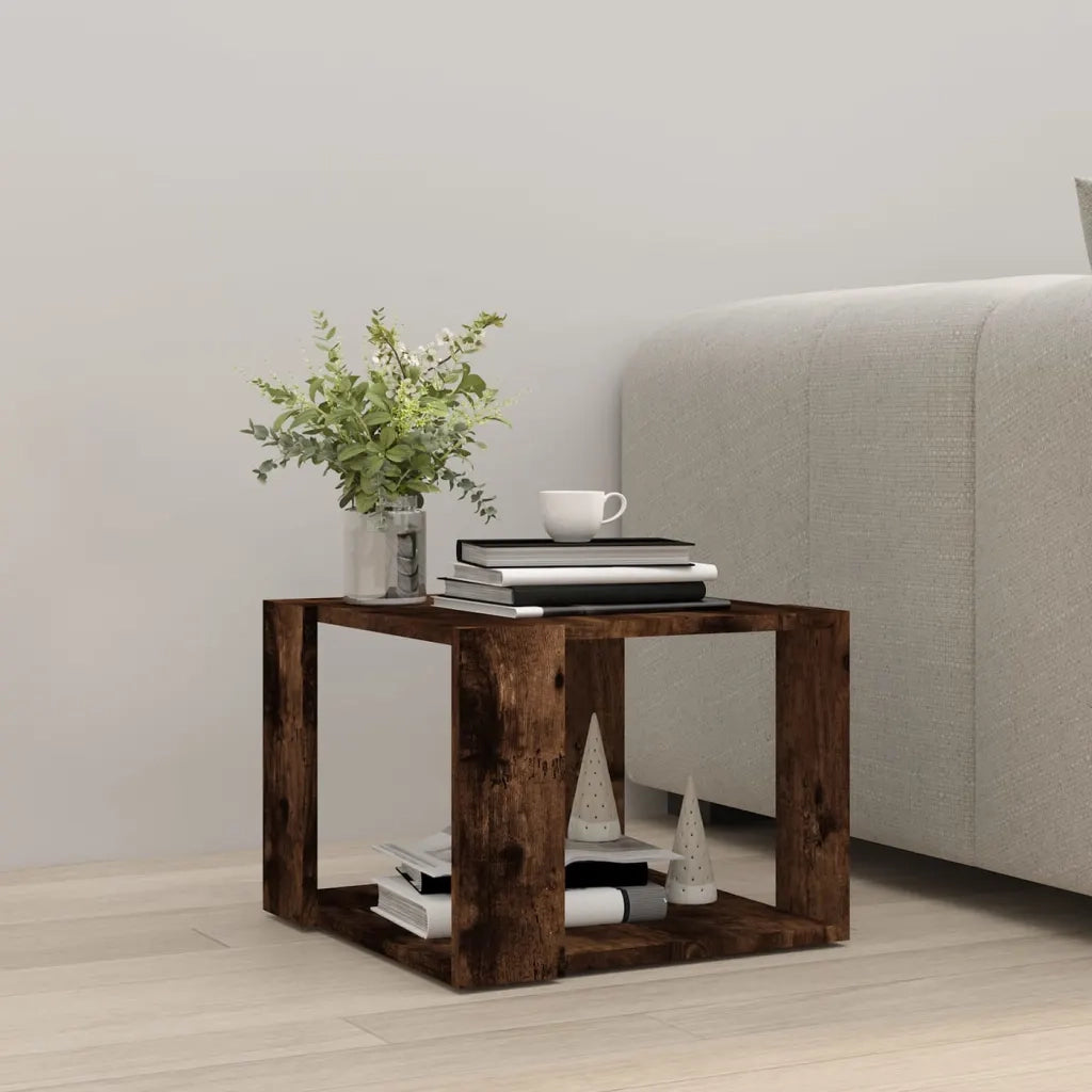 Tavolino da Salotto-Tavolino da soggiorno-Tavolo Rovere Fumo 40x40x43cm Legno Ingegnerizzato