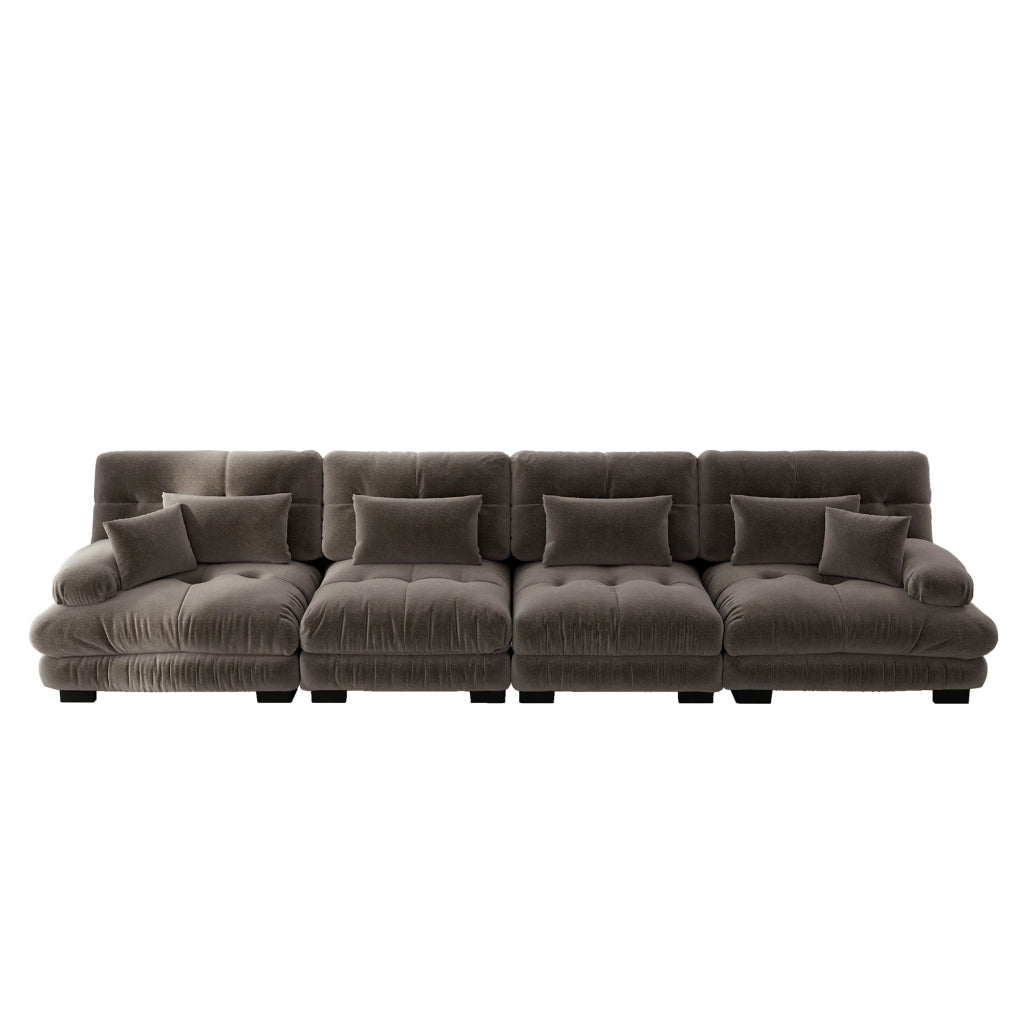 Divano Angolare Modulare 4 Posti ¨C Xylo ¨C Chenille Marrone, Sofa Letto