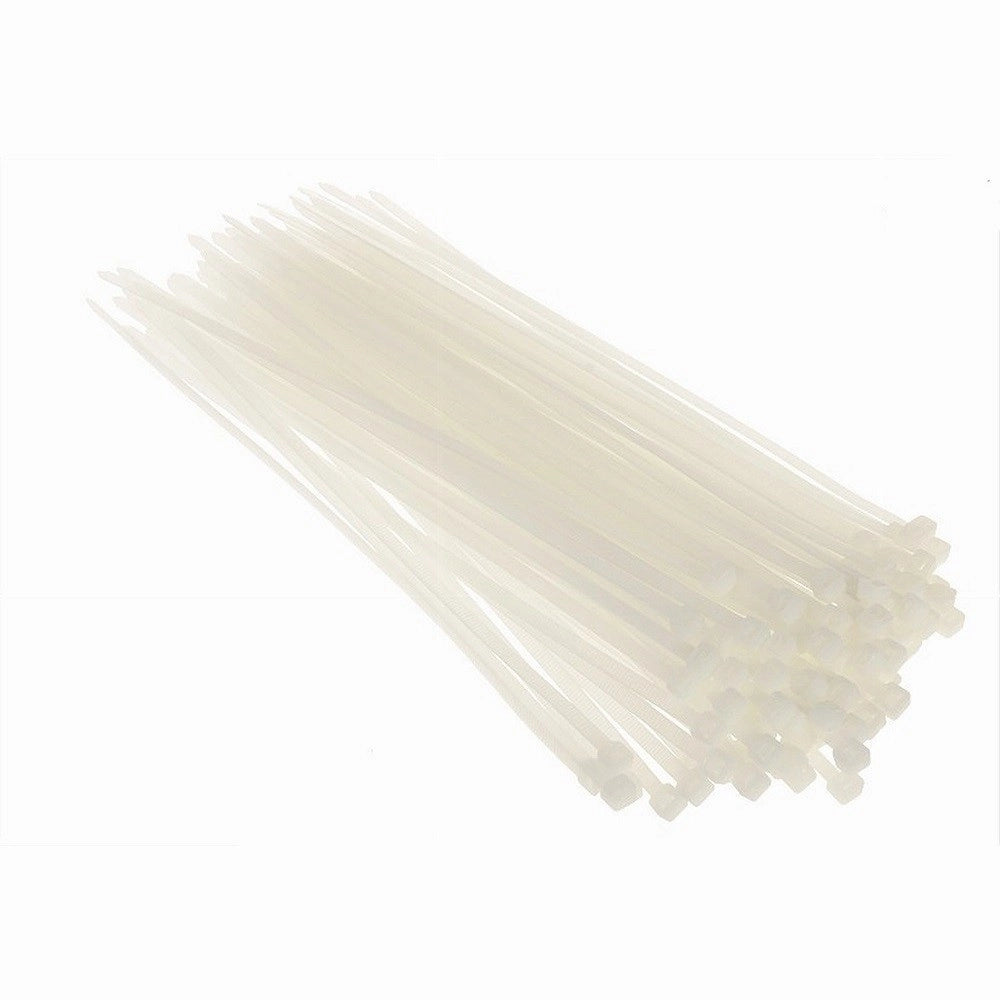 Trade Shop - Set 100 Pz Fascette Serracavo Autobloccanti In Nylon Bianco 4.8x200 Mm 48-200-b -
