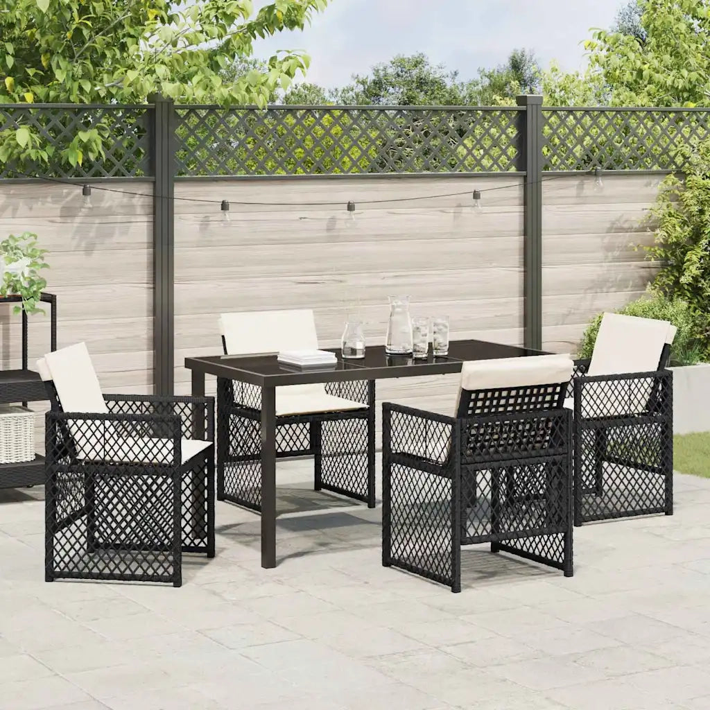 Set da Pranzo per Giardino 5 pcs Nero polyrattan 3380618