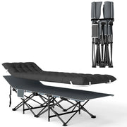 Lettino da Campeggio Pieghevole 196x68x37 cm con Poggiatesta Inclinato e Materasso Rimovibile Nero