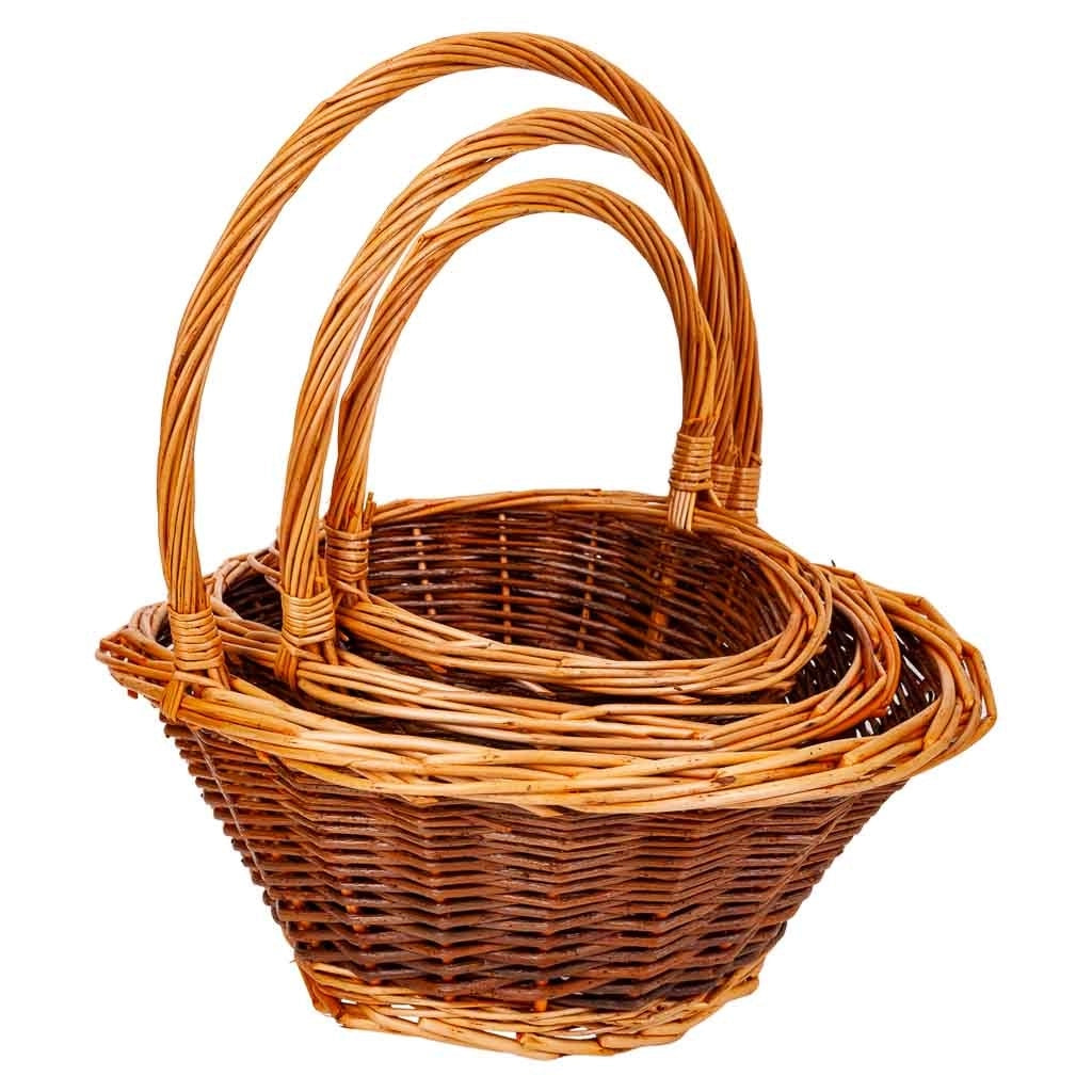 Set di 3 cestini in vimini marrone