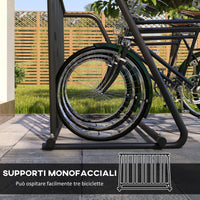 Rastrelliera Portabiciclette a 3 Posti da Esterno 114x58x75cm Nero