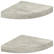 2 pz Mensole | Ripiano | Scaffale Angolari Grigio Cemento 25x25x3,8 cm in MDF