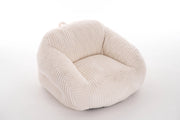 Pouf per adulti in velluto a coste con schienale ergonomico, morbido e versatile per salotto e camera da letto beige