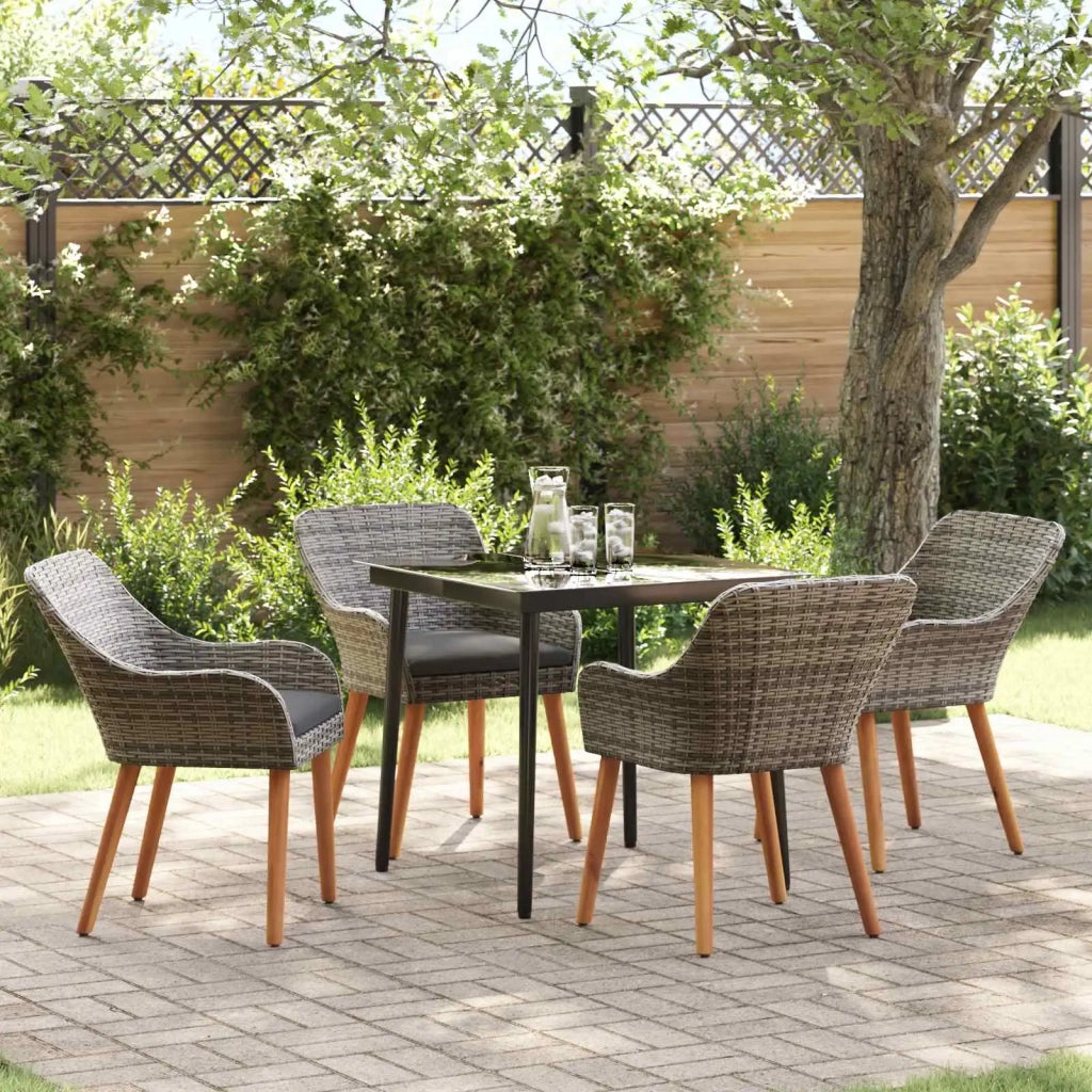 Set da Pranzo per Giardino con cuscino 5 pcs Grigio polyrattan 3261678