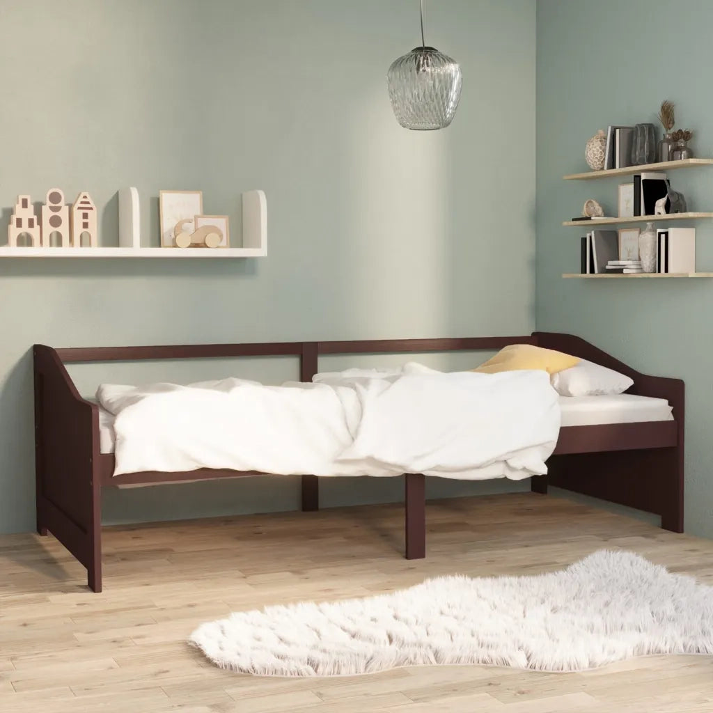 Divano letto | Sof¨¤ letto | Letto singolo a 3 Posti Marrone Scuro Massello di Pino 90x200cm