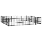 Gabbia per cuccia recinto per animali da esterno per cani in acciaio 23,52 m² nero 02_0041820