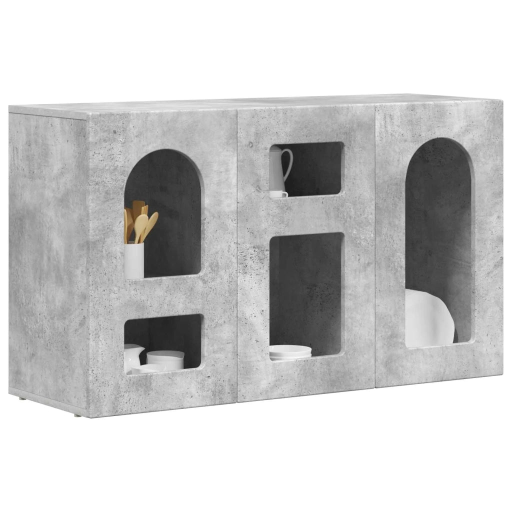 Credenza | Madia | Buffet da pranzo | Armadio da pranzo Grigio cemento 100 x 35 x 59 cm Legno multistrato