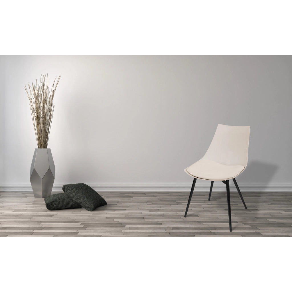 Set di 4 sedie Dakota in metallo e finta pelle beige