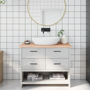 Piano Bagno 100x40x(2-4) cm in Legno Massello Non Trattato 3156033