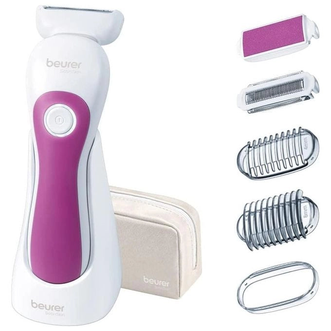Beurer HL 36 Rasoio elettrico donna bagnato e asciutto 2 velocita' autonomia 60 min luce LED IPX7 colore Bianco Rosa