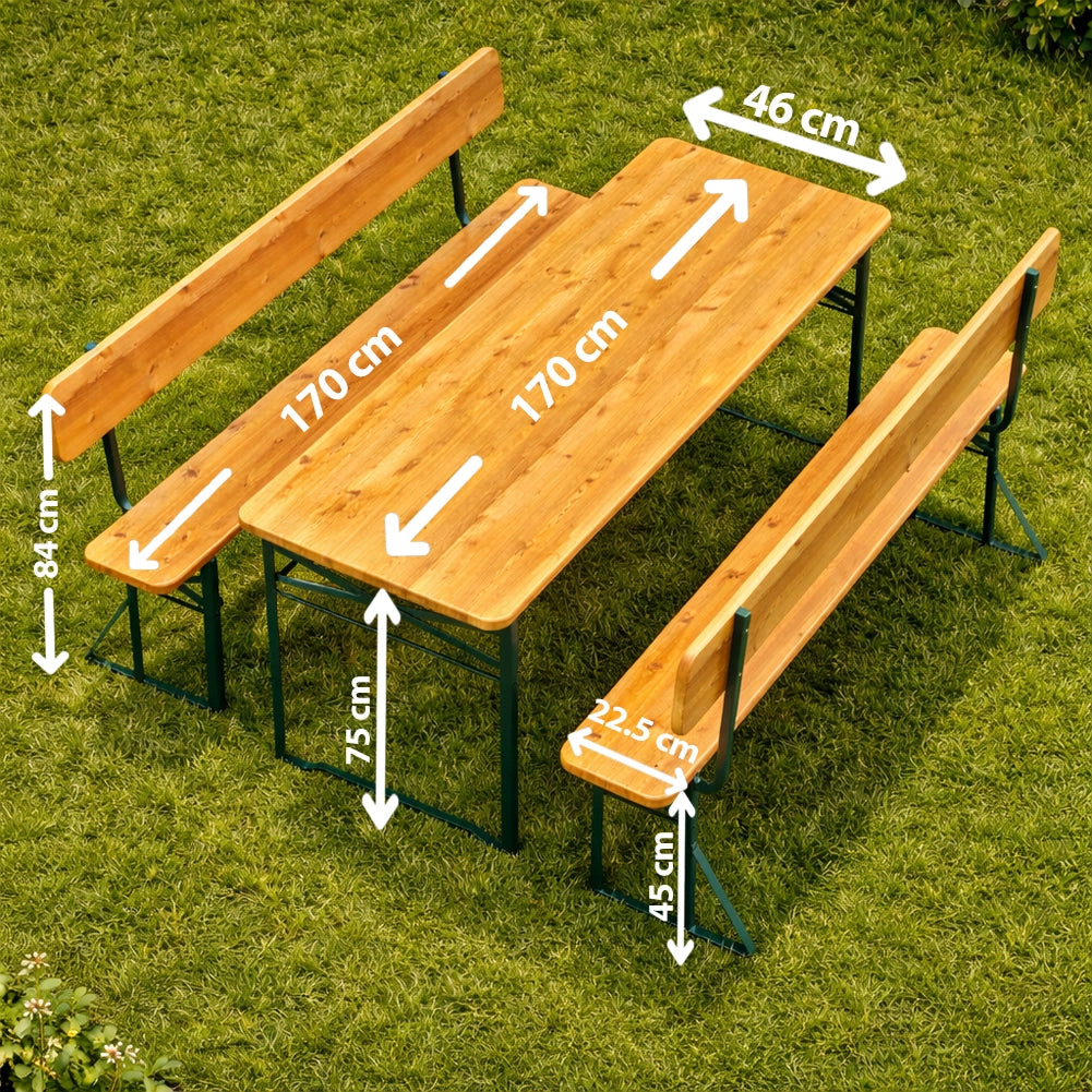 Set Birreria con 2 Panche e Tavolo Pieghevole Seduta con Schienale Salvaspazio