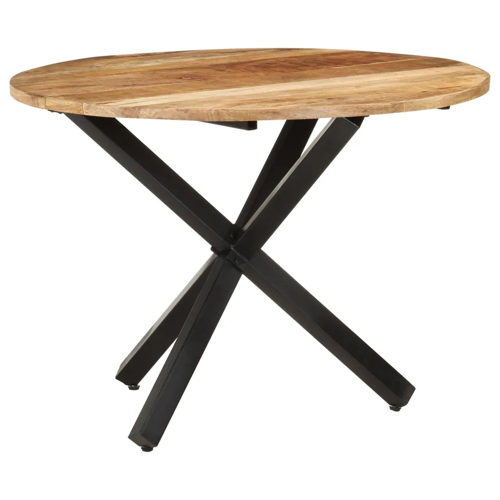 Tavolo da Pranzo Rotondo 100x100x75 cm Massello di Mango Grezzo 321681