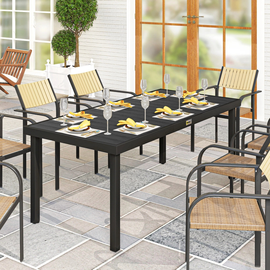 Tavolo da pranzo per giardino ¨C zephmum ¨C alluminio e plastica, nero, 8 persone