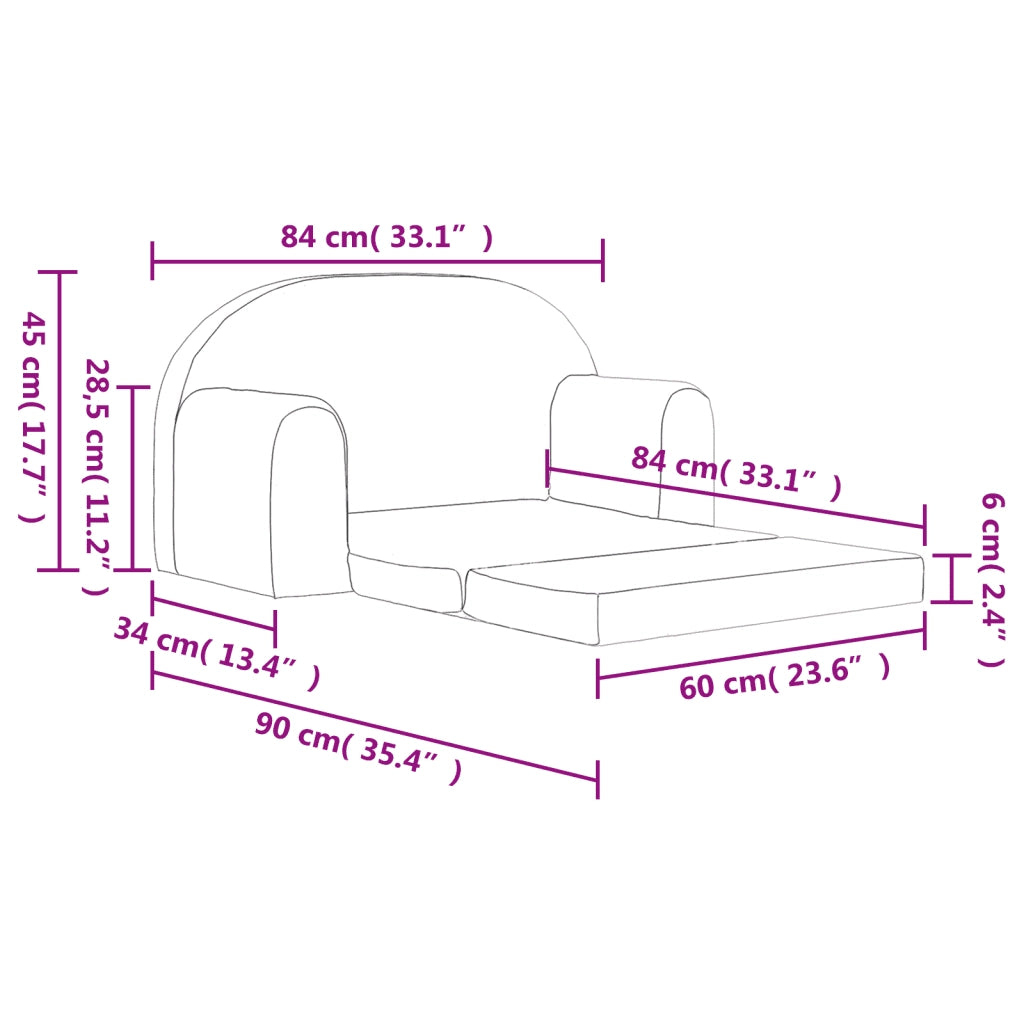 Divano Letto Bambini a 2 Posti-Sofa Letto-Daybed Grigio Chiaro in Morbido Peluche 718485