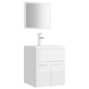 Set Mobili da Bagno | Armadio da bagno Bianco Lucido in Legno Multistrato