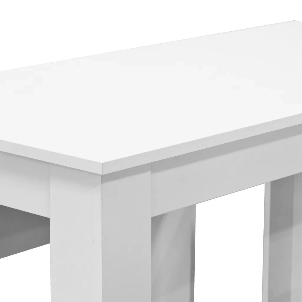 Tavolo da Pranzo e Panche 3 pz in Legno Multistrato Bianco CFW9119911