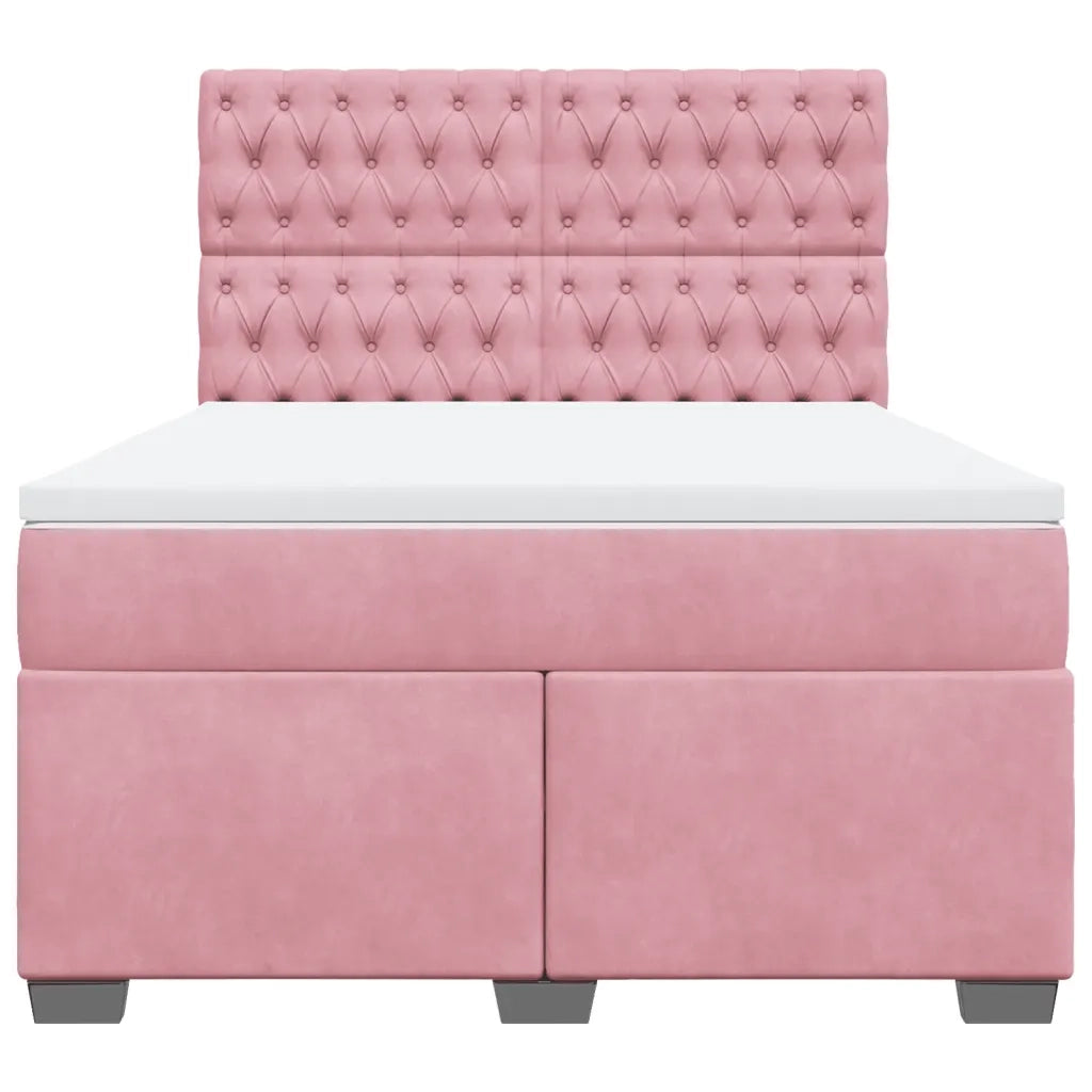 vidaXL Giroletto a Molle con Materasso Rosa 160x200 cm in Velluto