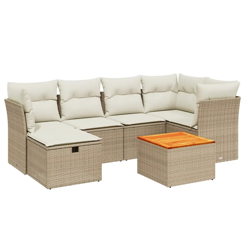 Set Divani da Giardino 7 pz con Cuscini Beige in Polyrattancod mxl 113731