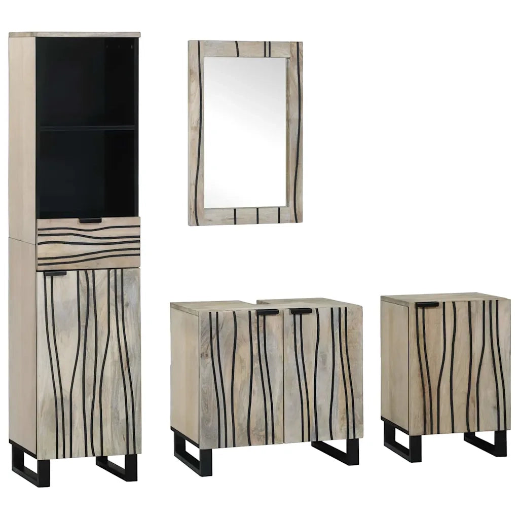 Set di mobili per il bagno 4 pcs Marrone Noce Legno multistrato 3310050