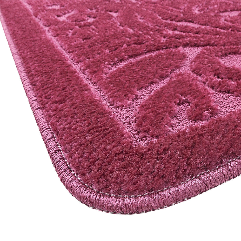 Tappeto Bagno Damascato Parure Porpora Morbido Soffice Assorbente Antiscivolo Lavabile