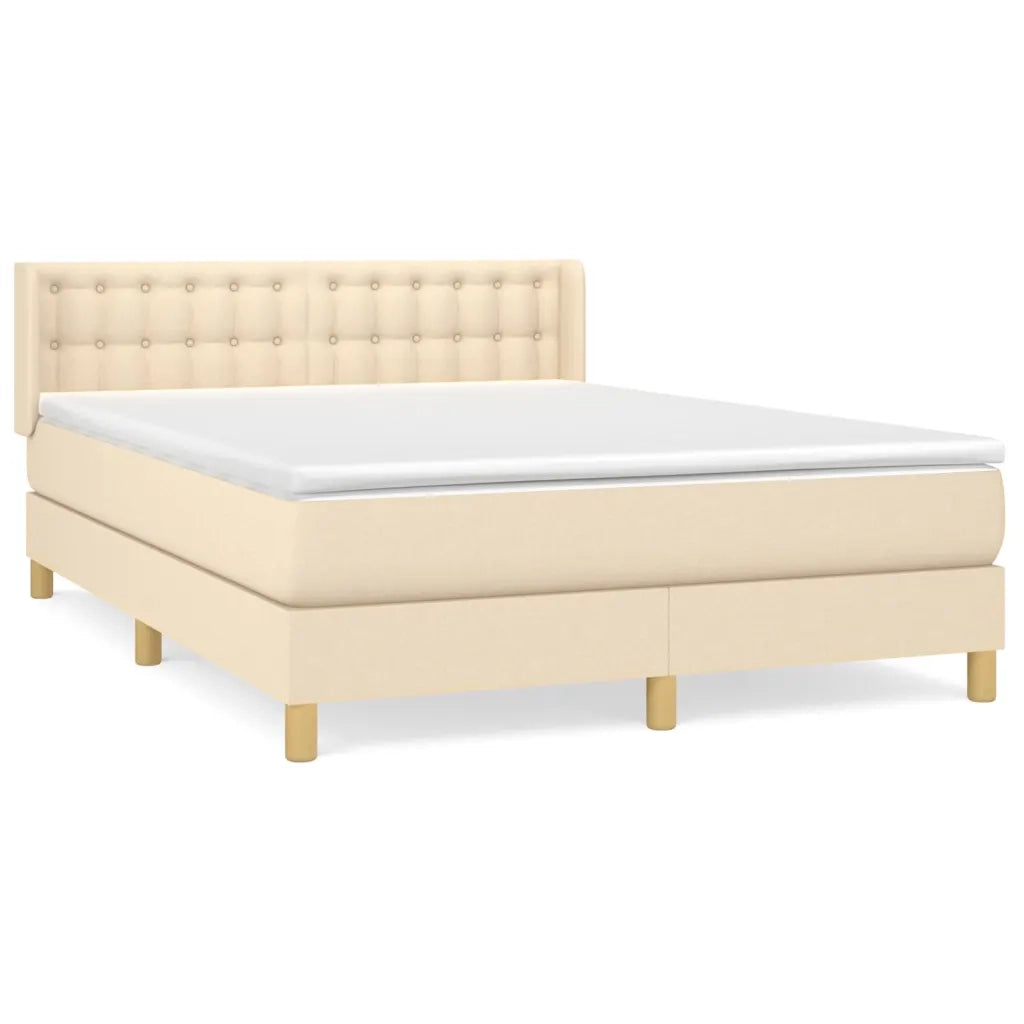 Giroletto a Molle con Materasso Crema 140x19 cm in Tessuto