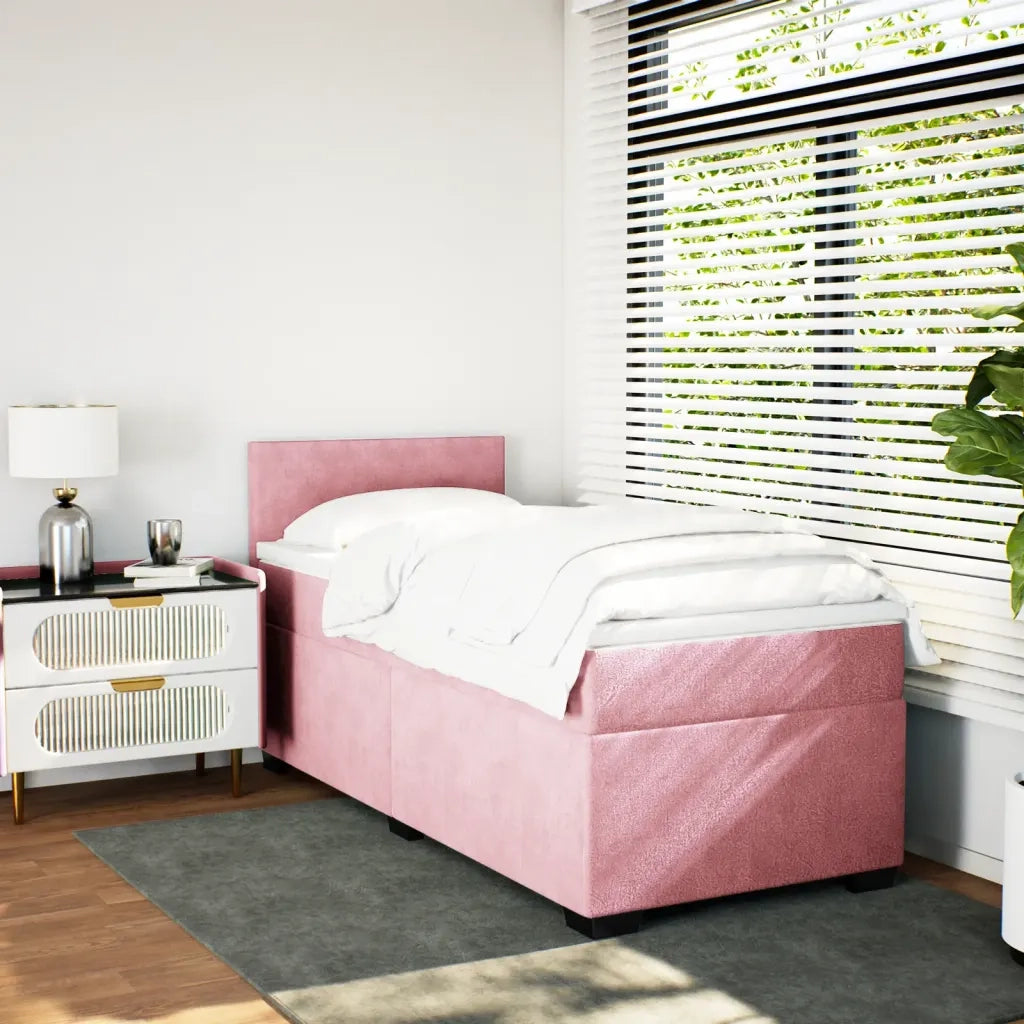 Giroletto a Molle con Materasso Rosa 90x190 cm in Velluto 3286185