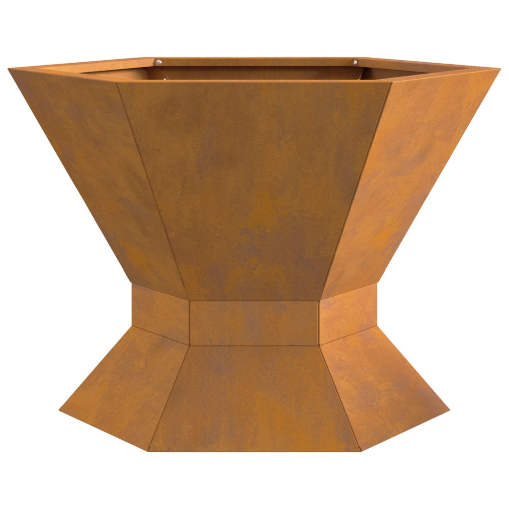 Focolare Esagonale 50x50x40 cm in Acciaio Invecchiato