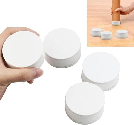 Verhoger per tavolo - Altezza per mobili 6cm - Bianco - Acciaio di carbonio - Altezza per letto - Altezza per scrivania - Autoadesivo - Resistente a pesi elevati - Aggiunge 3cm di altezza - Set da 4 pezzi