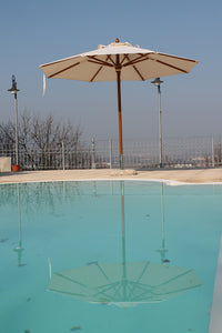 Ombrellone da Giardino Ø3,5 m Palo Ø48 mm in Legno Telo in Acrilico Danieli Havana Ecrù