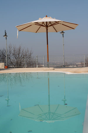 Ombrellone da Giardino Ø3,5 m Palo Ø48 mm in Legno Telo in Acrilico Danieli Havana Ecrù