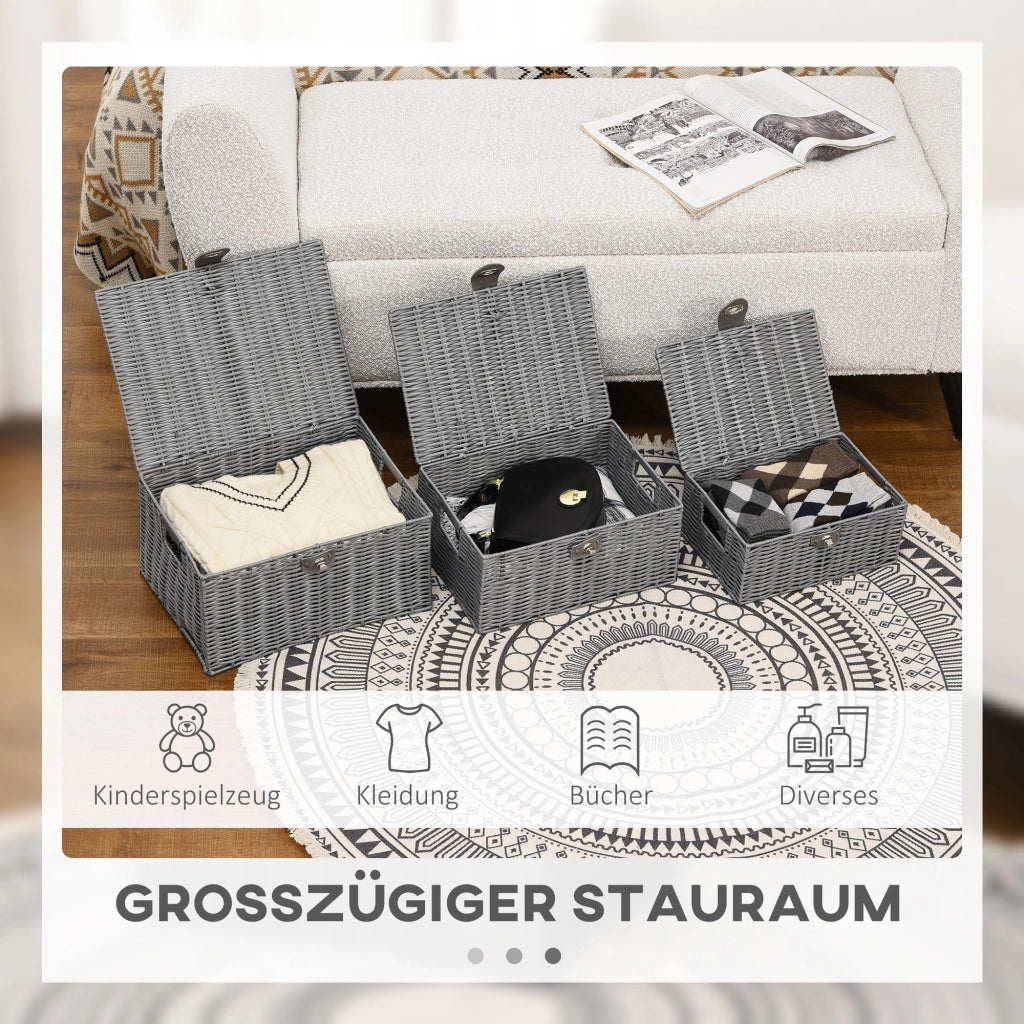 Cestino di stoccaggio in rattan PE ¨C zephmum ¨C grigio 35.5x28.5x18 cm