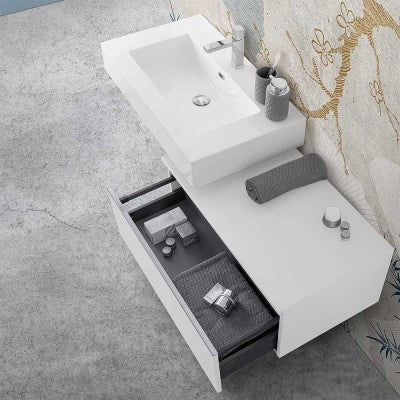 Cassettone sospeso bagno 80 cm bianco lucido  Iside