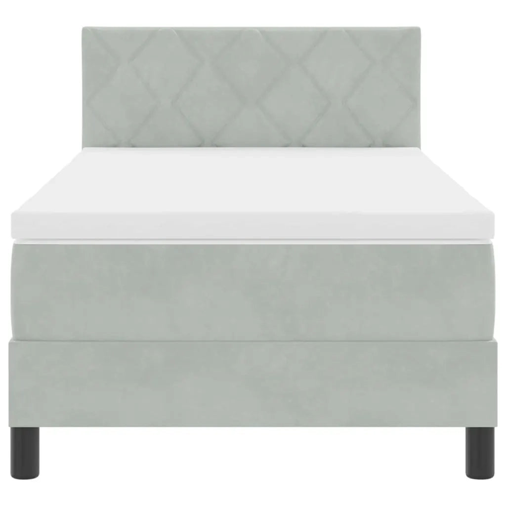 Letto a Sorgente LED con led Grigio chiaro 100 x 200 cm Velluto