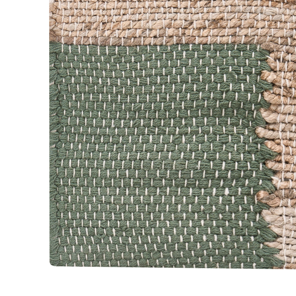 Tappeto beige e verde in juta 160 x 230 cm Rettangolare Tessuto Stile rustico Soggiorno Camera da letto