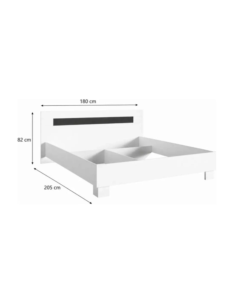 Set letto matrimoniale DUBLIN 160x200cm con doghe e 2 comodini – Bianco e nero lucido