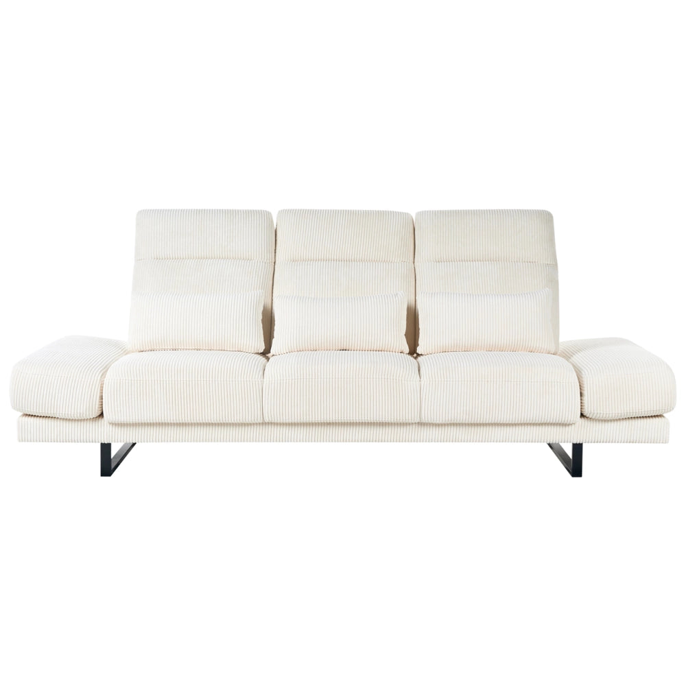 Divano moderno a 3 posti con Rivestimento in corda beige chiaro e Gambe in acciaio soggiorno elegante