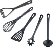 schiacciapatate, cucchiaio di legno, schiacciasassi, spatola, cucchiaio per spaghetti, plastica, delicato, nero