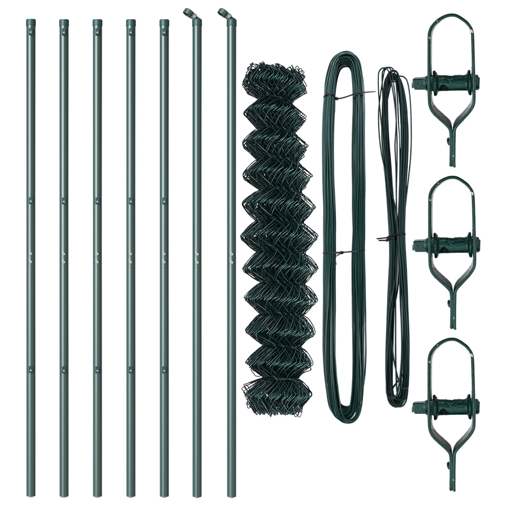 Recinzione a Maglie con 7 Post 1,2x10 m Acciaio Galvanizzato Verde