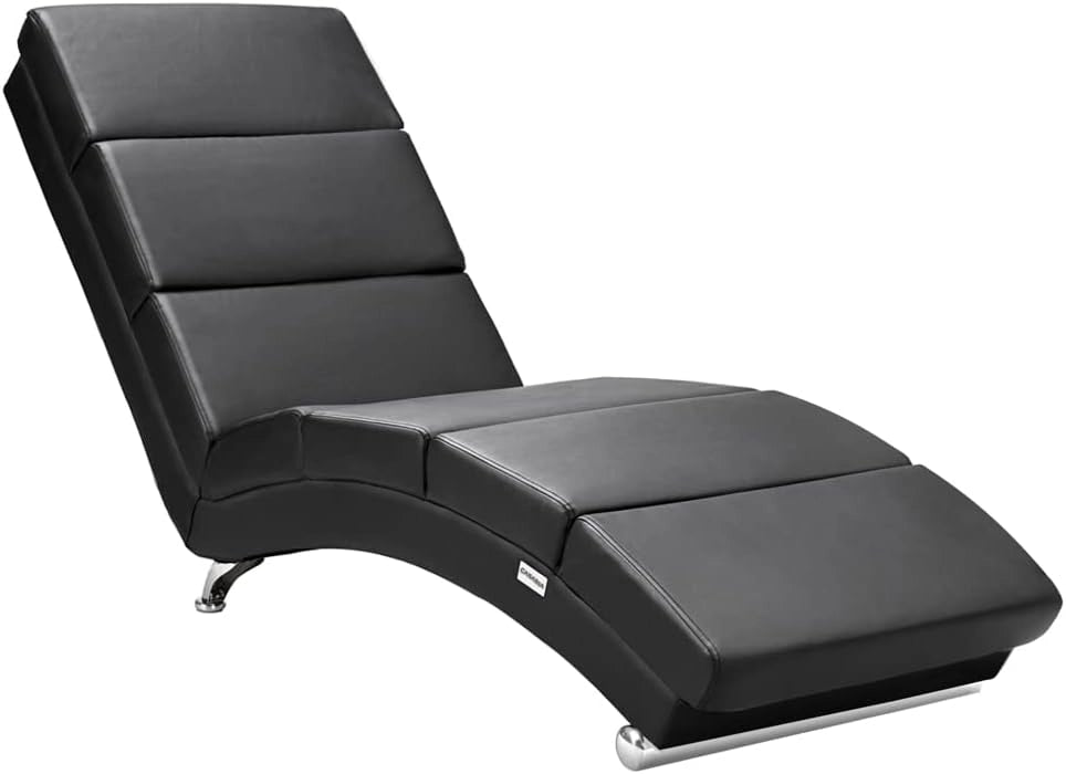 ® Poltrona Chaise Longue 186x89x55 cm Lettino Sdraio Ergonomico in Tessuto Imbottito Portata 180 kg Soggiorno Ufficio Interno Reclinabile Lettura