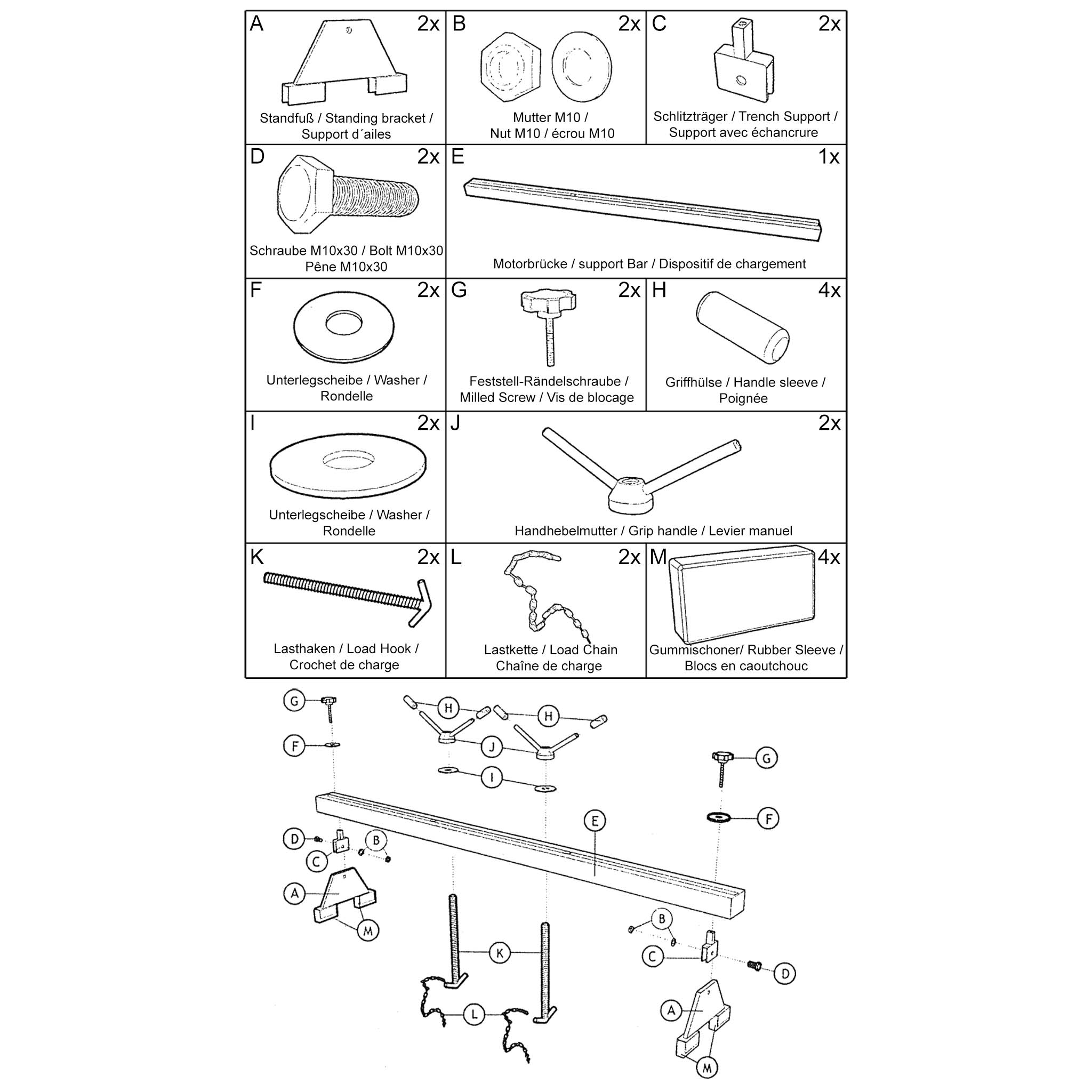 Ponte motore con portata max di 500 kg, traversa per sollevamento per riparazioni di motori
