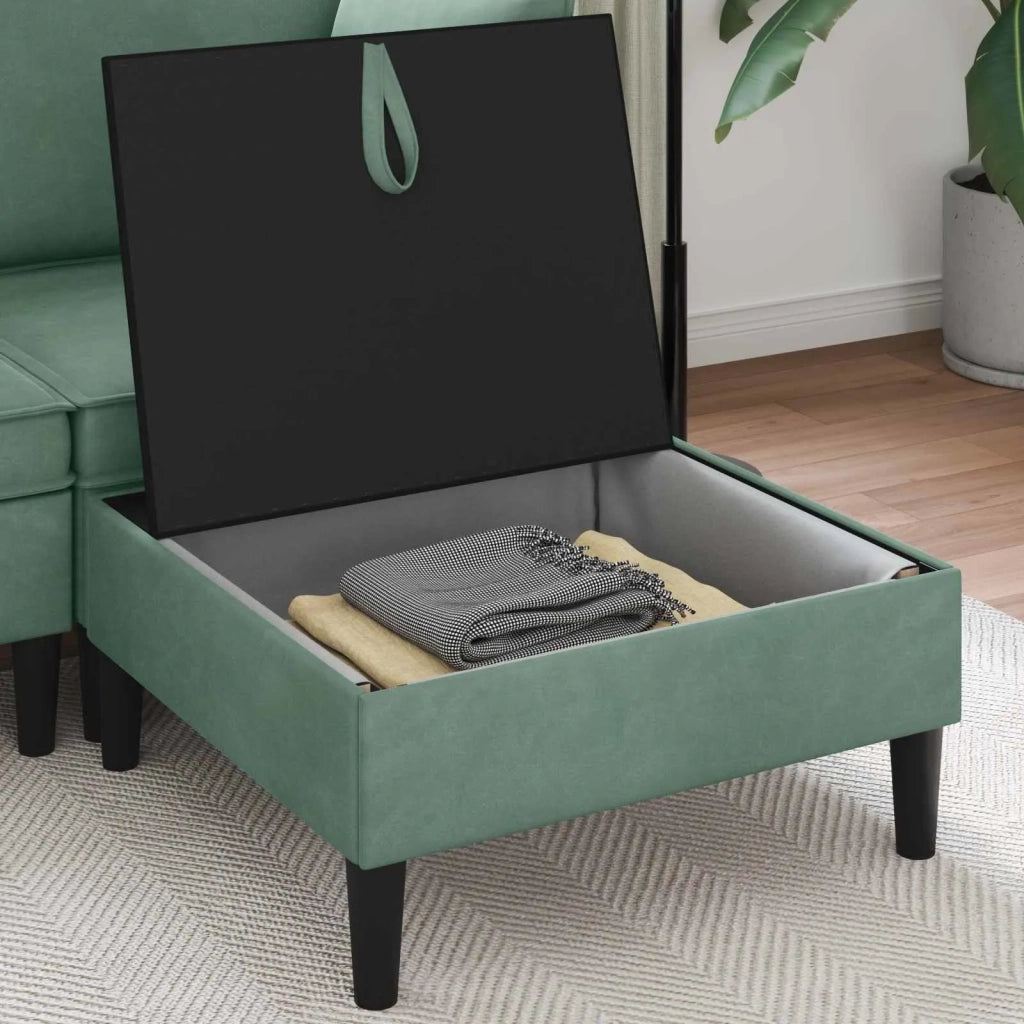 Pouf con Storage Verde Mare Velluto 42027142